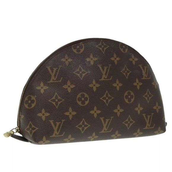 LOUIS VUITTON Monogram Trousse Demi Ronde Cosmetic Pouch M47520 LV Auth 89924 - Picture 1 of 16